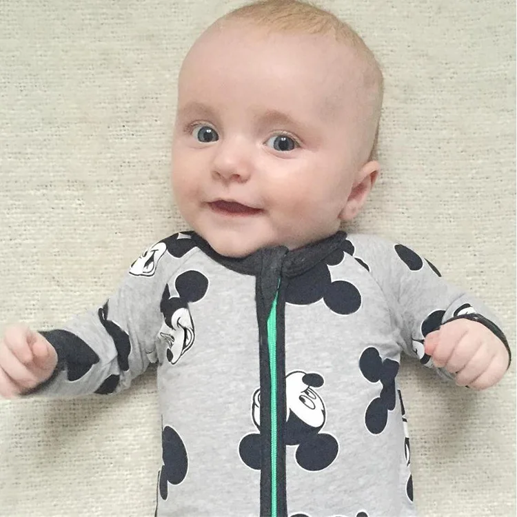 Wasailong الوليد طفل رضيع الملابس رومبير للرضيع طويل كم زهرة طباعة طفلة السروال القصير بذلة منامة ملابس الطفل