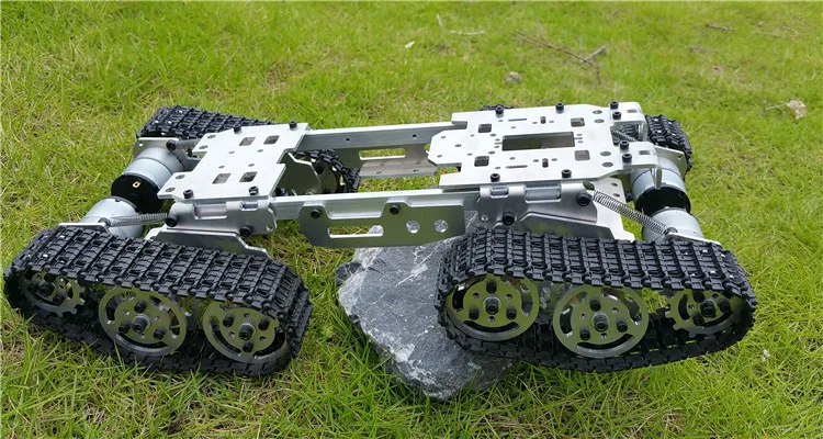 WZY569 Смарт rc Танк автомобиль грузовик робот Платформа Climbin металлический бак шасси DIY 350 об/мин CNC сплав корпус+ 4 пластиковых треков+ 4 мотора