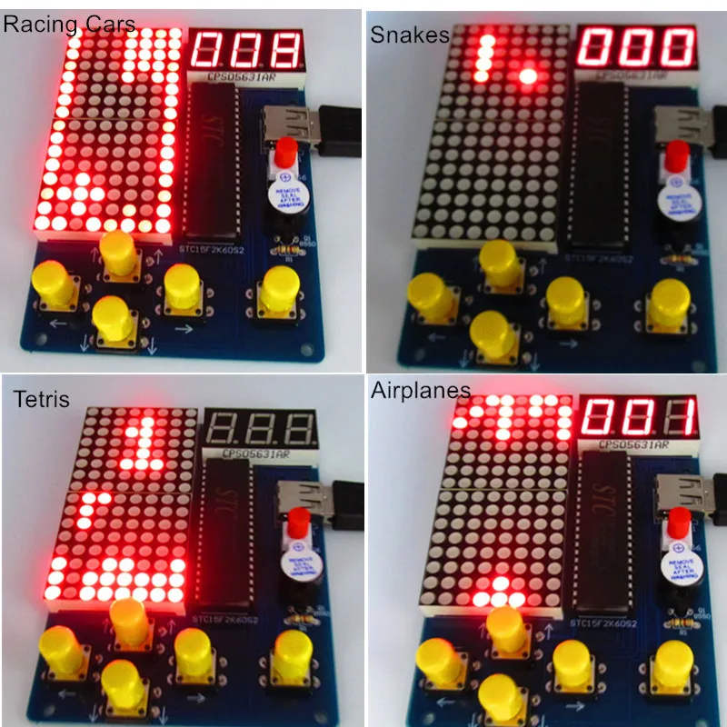 Набор для творчества, электронная игра MCU для тетрис/змея/самолет/гоночный матричный эксперимент, электронная игра, Обучающие наборы, креативный ретро