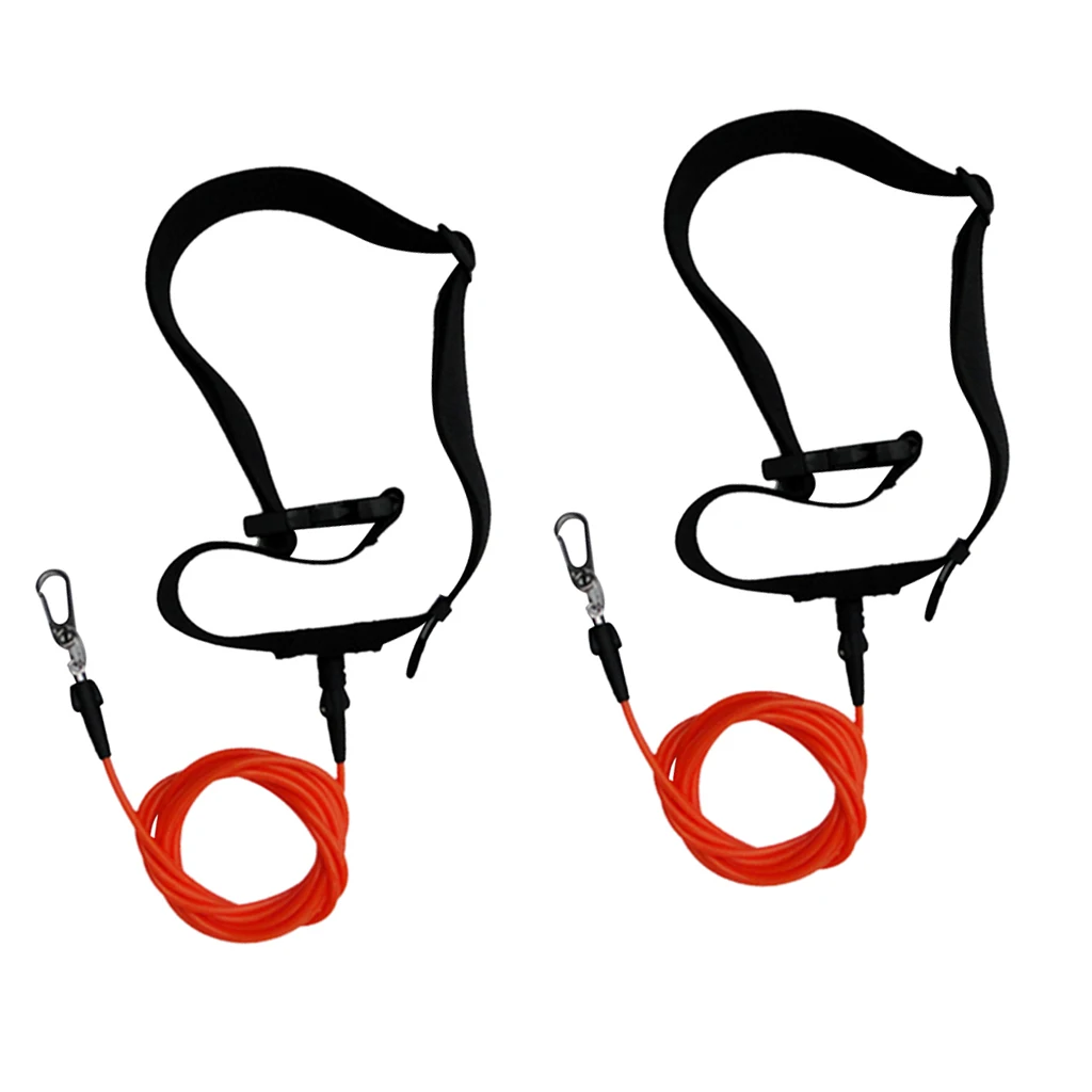 

Pack of 2, Elastic Stretch Surfboard Leash Tether Surfing Training Belt Cord with Stainless Steel Clip Hook Water Sport Swimming