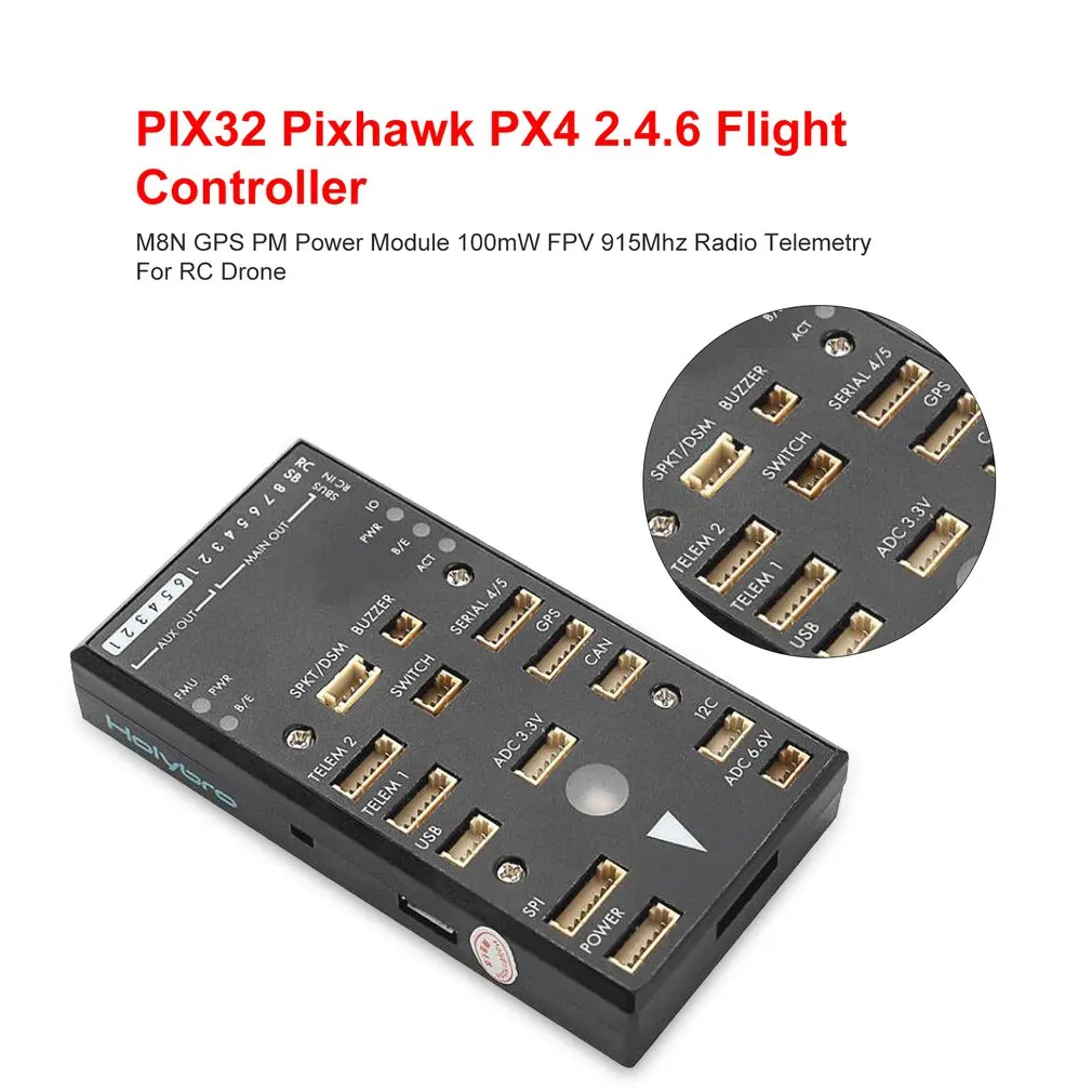

Holybro PIX32 Pixhawk PX4 2.4.6 Flight Controller M8N GPS PM Power Module 100mW FPV 433Mhz/915Mhz Radio Telemetry For RC Drone
