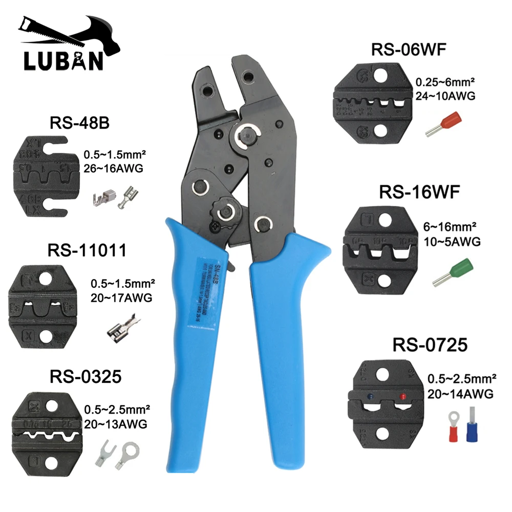 

LUBAN MINI EUROP STYLE crimping tool crimping plier die sets for RS series RS0325 tool jaw 0.5-2.5MM2 jaws