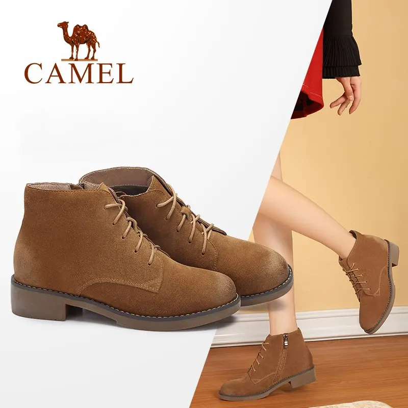 

CAMEL Women Boots Shoes 2018 Winter New Flat Martin Boots British Retro Style Keep Warm Comfortable Shoe For Ladies