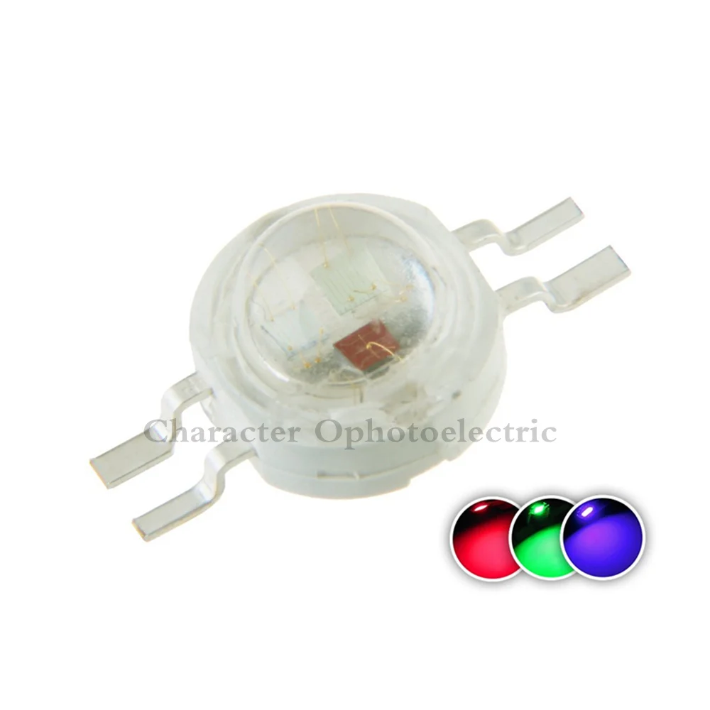 50pcs 4pin 3W RGB Color High Power LED Chip Light (RED+BLUE+ GREEN) for RGB led lamp