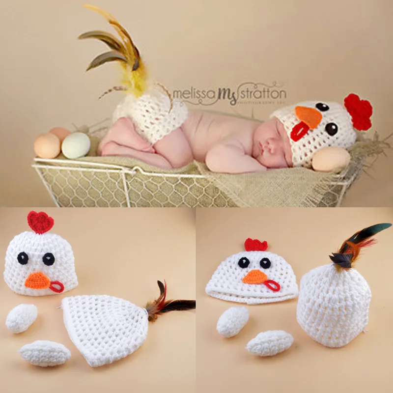 Crochet Knit Baby Chicken Hens Costume Outfit Newborn Photography Props