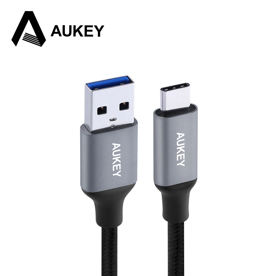 AUKEY de 3A USB tipo C Cable USB trenzado C teléfono móvil rápido de tipo-C Cable de cargador de datos para Samsung Galaxy S9 S8 Nota 8 Xiaomi USB-C