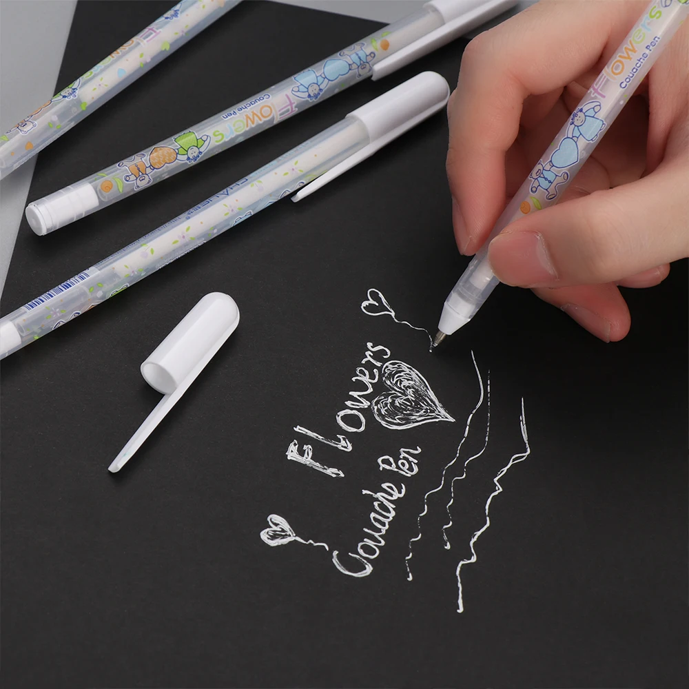 

1/5PCS 0.8MM White Ink Photo Album Gel Pen Stationery Office Learning Pen Wedding Pen Gift For Kids Writing Supplies