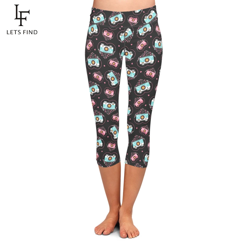 LETSFIND Women Capri Leggings Fashion High Waist Elastic 3D Camera Print Plus Size Comfortable Mid-Calf 3/4 Girl Pants LETSFIND Women Capri Leggings Fashion High Waist Elastic 3D Camera Print Plus Size Comfortable Mid-Calf 3/4 Girl Pants