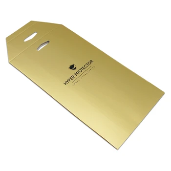 

200Pcs/lot Wholesale 10*18cm Golden Carton Board Screen Protector Packaging Box Mibile Film Pack Paperboard Bag with Hang Hole