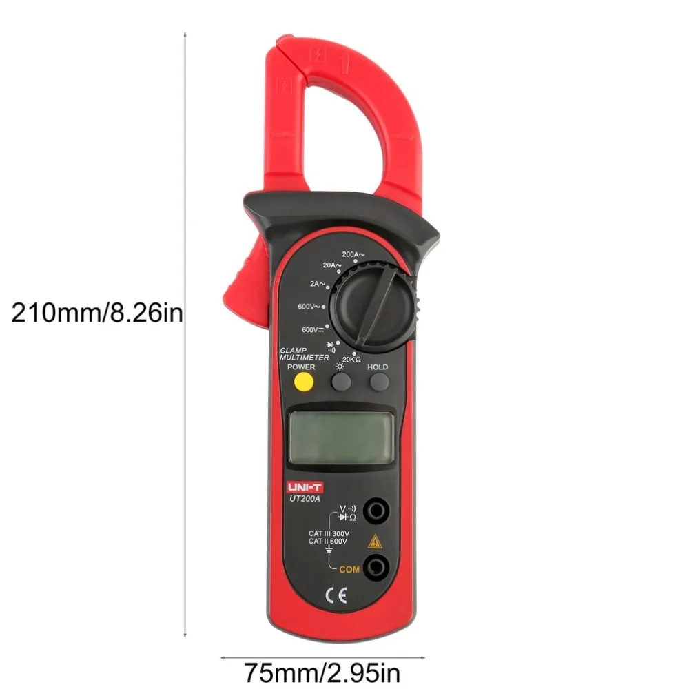 Токоизмерительные клещи UT200A Токоизмерительные клещи AC 200A DC AC Вольтметр Сопротивление Mmanual диапазон ЖК-цифровой клещи мини-зажим