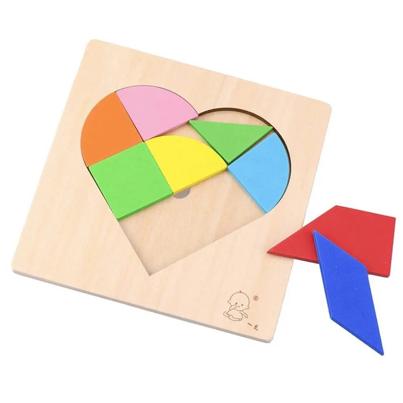 Wooden Puzzle for Children Kids Geometric Square Board Intelligence Puzzle Kids Wooden Learning Educational Toys Jigsaw