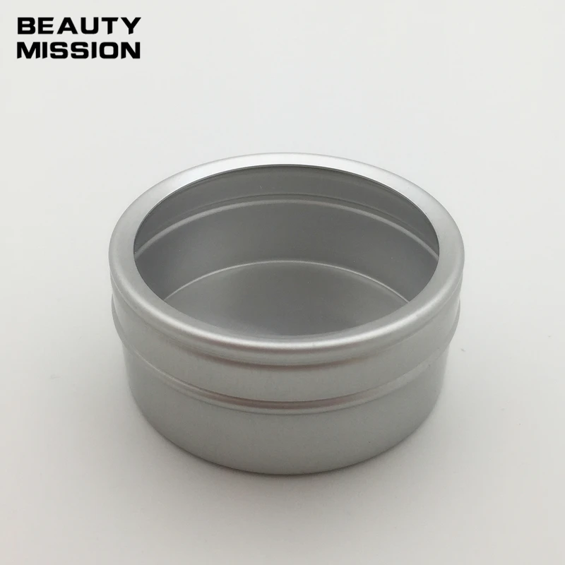 

HOT! 40g X 100 empty skin care cream aluminum containers with window cap,metal aluminum jar window lid ,metal bottle tin pot can