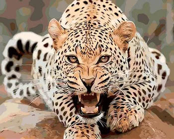 

Frameless picture on wall acrylic oil painting by numbers abstract drawing by numbers unique gift animal leopard painting 40X50