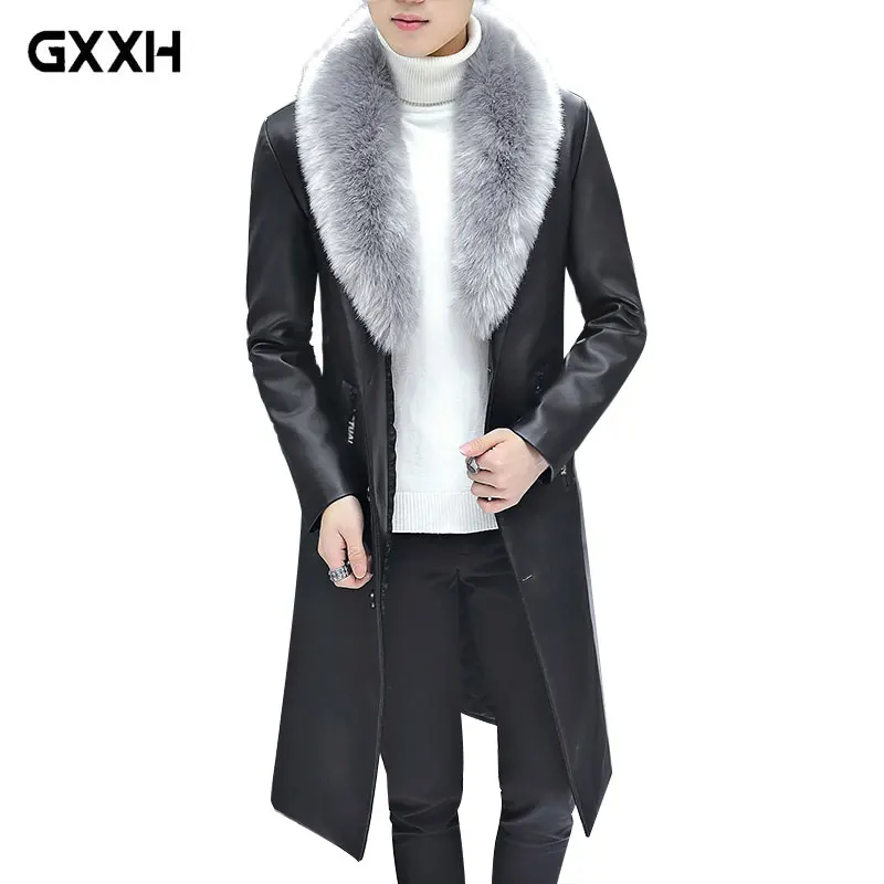 2018 New Winter Blazer Fur Collar Long Section Men fur