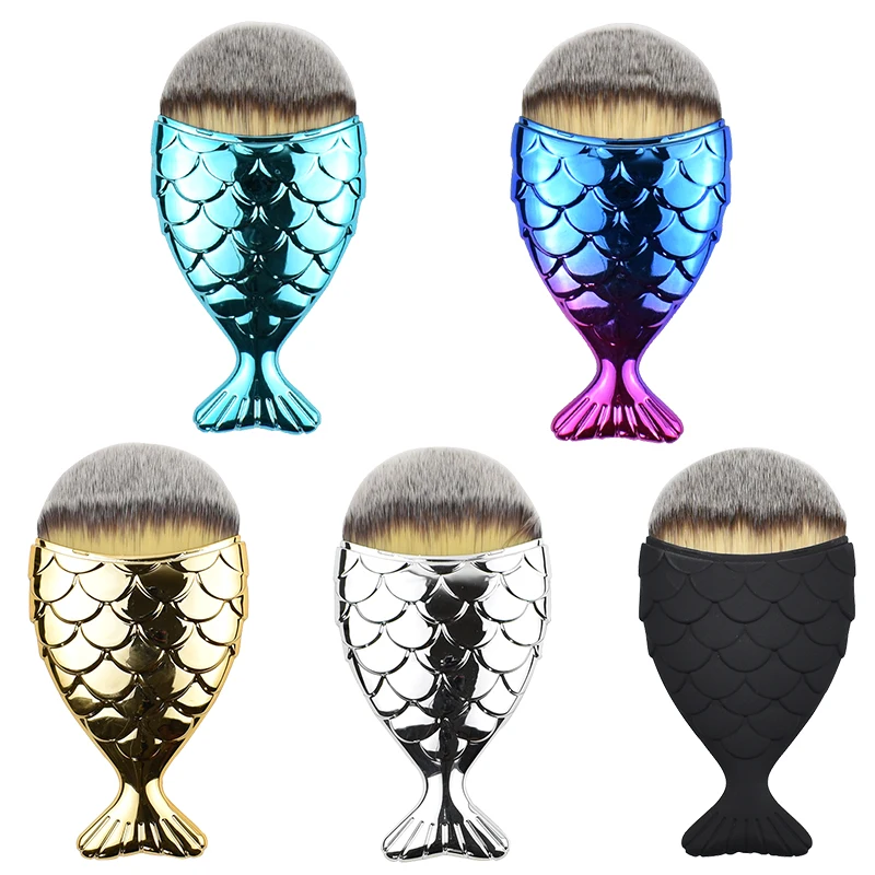 

Multifunction Mermaid Fish Scale Fishtail Makeup Brush New Fashionable Style Fishtail Bottom Brush Powder Cheeks Blush Makeup