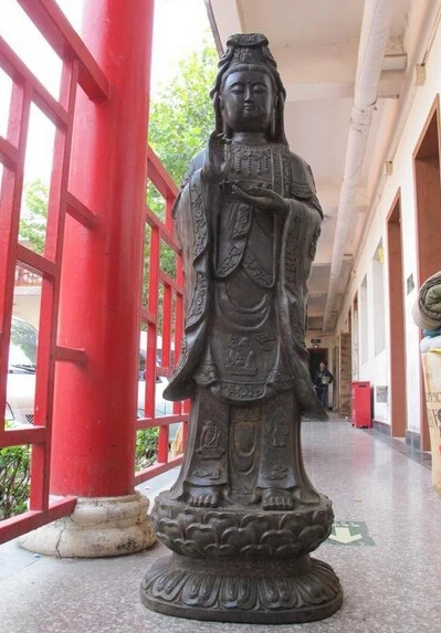 

bi002529 45"Huge China Temple Bronze carve 18 arhat Kwan yin Bodhisattva Buddha statue