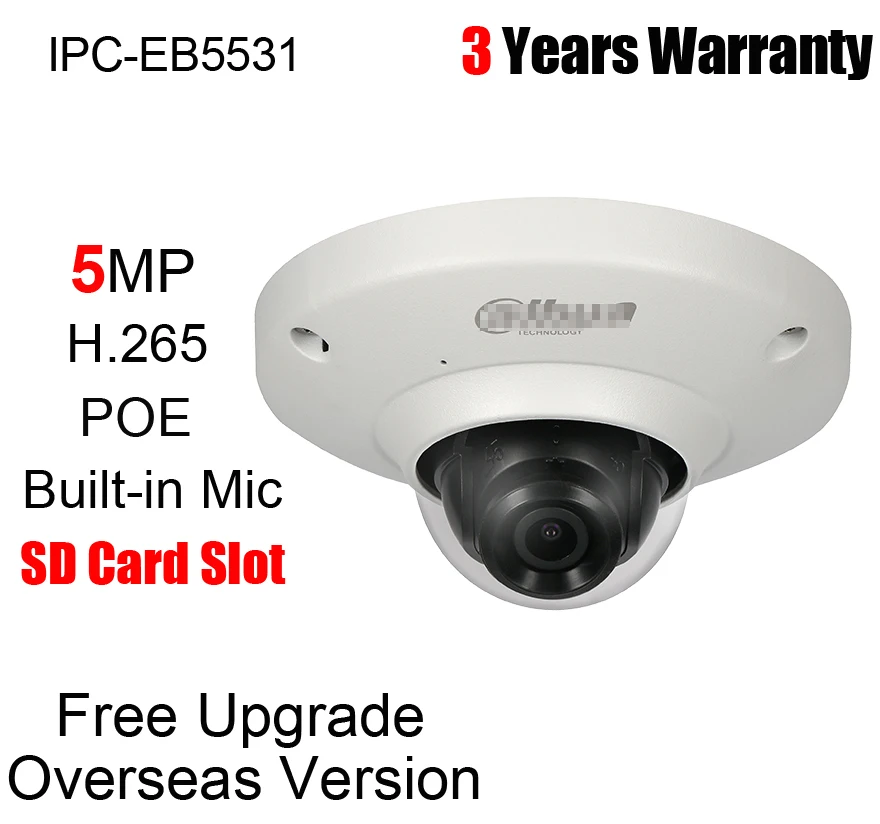 5MP IPC-EB5531 панорамная сетевая камера рыбий глаз POE IP67 H.265 Встроенный микрофон слот для sd-карты Замена IPC-EB5500 ip-камера