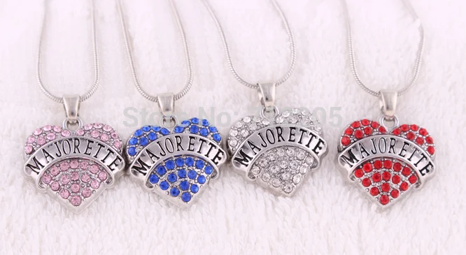 

New Arrival beautiful Gift box packaging mix Rhinestone MAJORETTE heart pendant with snake chain necklace