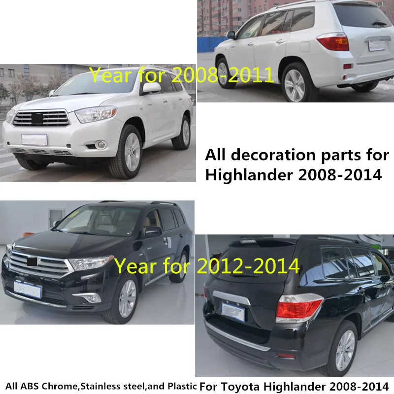 Для Toyota Highlander 2008 2009 2010 2011 2012 2013 лицевой стороне бампер Защита Уголок отделка stick ABS хромированная крышка из акрила 2 шт