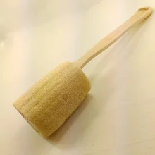 С деревянной ручкой натуральная губка Loofah Задняя щетка для скруббера Ванна длинный душ MH88