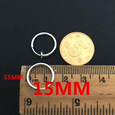 silver 15MM Серьги-клипсы для мужчин и женщин, невидимые кольца, клипсы для ушей, губ, носа, без пирсинга, унисекс, розовое золото, серебро, черный, фиолетовый, маленькие, круглые - Окраска металла: silver 15MM