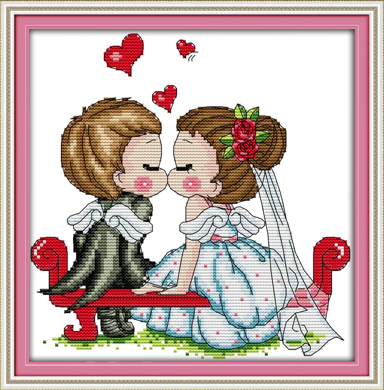 

A Kissing of Angels, counted printed on fabric DMC 14CT 11CT Cross Stitch kits,embroidery needlework Sets, Home Decor