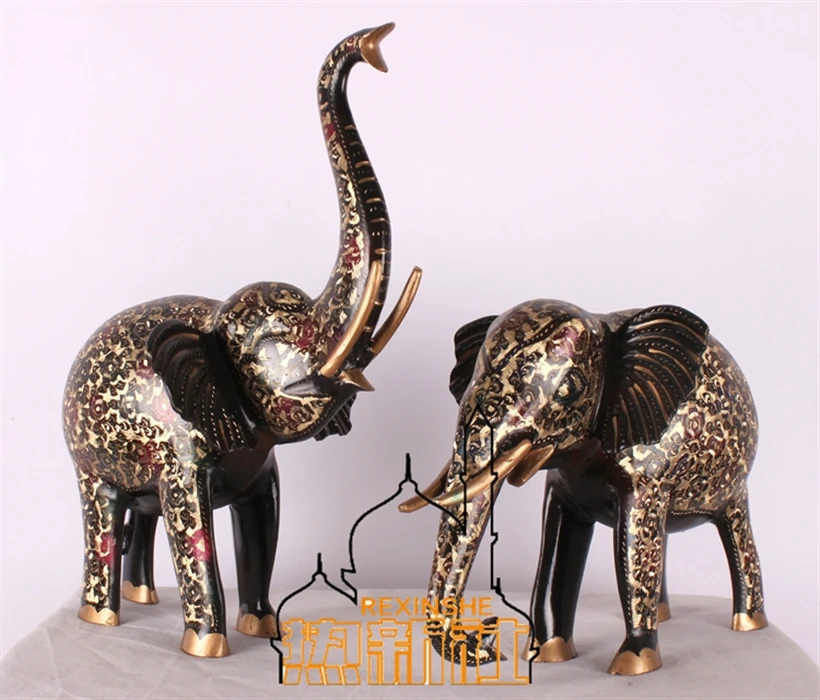

Pakistan Lucky Elephant 20 inch bronze crafts color copper on the elephant