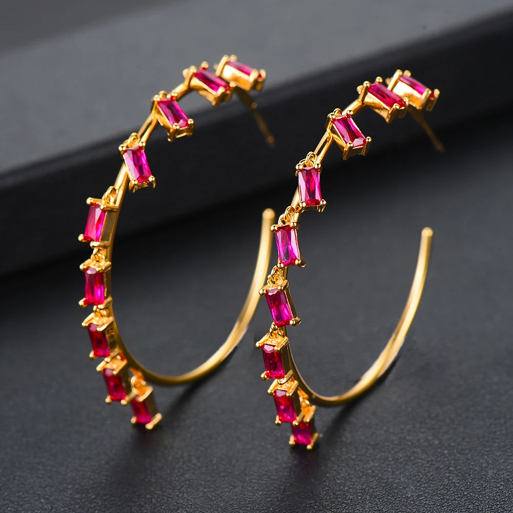 

GODKI Luxury Link Chain Cubic Zircon Statement Big Hoop Earrings For Women Wedding DUBAI Bridal Round Circle Hoop Earrings 2019