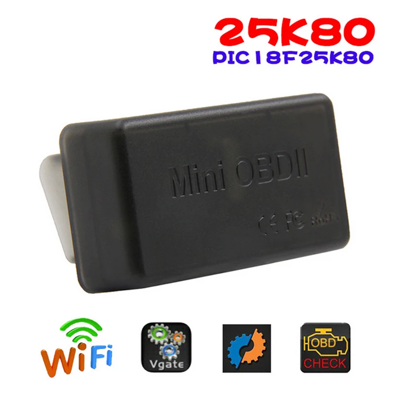 10 шт./лот высокое качество супер мини 25k80 ELM 327 wifi OBD2 считыватель кодов ELM327 Wi-Fi сканирующий инструмент для IOS Android смартфон и Windows