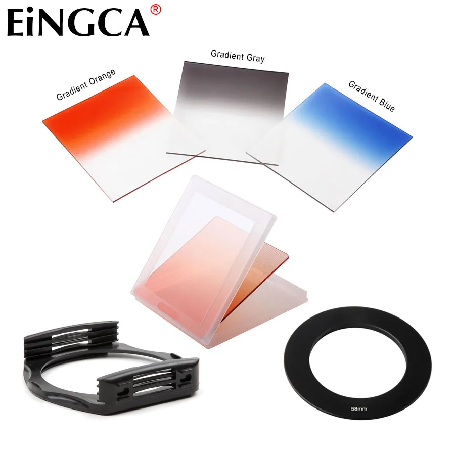 8In1 Camera Lens Filter Set Filter Box Adapter Ring Mount Holder Gradient Blue Orange Gray Filter for Canon Nikon Sony Universal 8In1 Camera Lens Filter Set Filter Box Adapter Ring Mount Holder Gradient Blue Orange Gray Filter for Canon Nikon Sony Universal