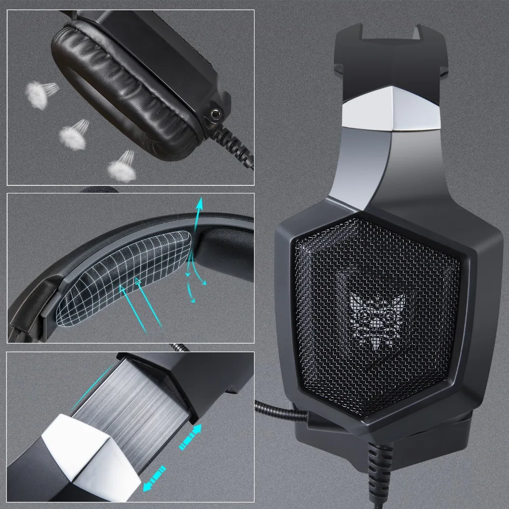 ONIKUMA K8 Gaming Headset PS4 наушники для геймеров ПК стерео с микрофоном светодиодный свет