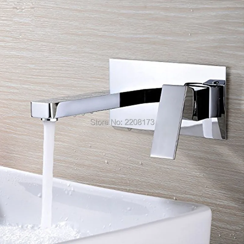 

Basin Faucets Excellent Square Chrome Finish Bath Shower Bathtub Wall Sink Basin Mixer Tap Wels Bathroom Vanity Spout Faucet