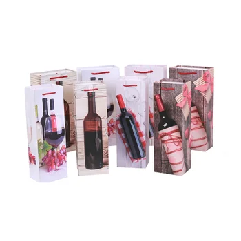 

10pcs/lot Celebration supplies bow General size Red Wine With Handles DIY Multifunction Decoration Paper Gift Bag
