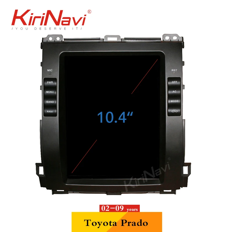 Discount KiriNavi 10.4" 1 Din Android 8.1 Car Radio For Toyota Prado Car Gps Navigation Android Dvd Multimedia Player Auto Radio WIFI 4G 1