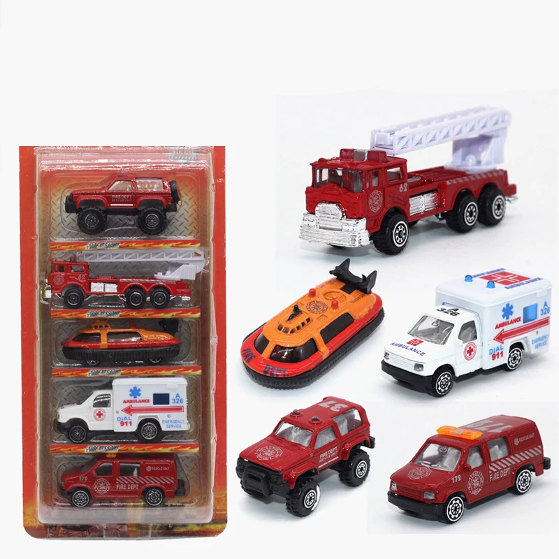 

Car Fireman 5pcs Truck Toy Car Die Cast Ambulance In The Car Diecast Models Metal Toys Diecast Cars Model Mini Miniature Metal
