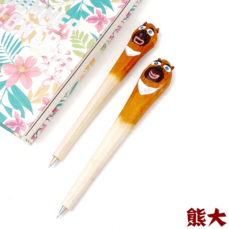 Деревянная ручка ручной работы с животными, милая креативная ручка с фламинго, шариковая ручка, деревянная новинка, Подарочная шариковая ручка с ручкой - Цвет: see chart