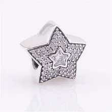 Pave Wishing Star CZ привлекательный, подходит, Европейский Змеиный браслет серебро 925 оригинальные бусины DIY Изготовление ювелирных изделий из драгоценных камней для женщин Berloque