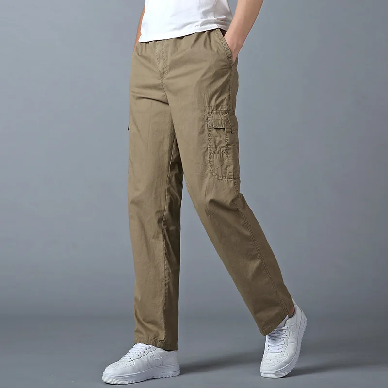 Плюс размер XL-6 XL(143 см талия) Чистый хлопок мужские брюки, весна, лето, тонкий большой ярдов свободный широкие брюки-комбинезон#601