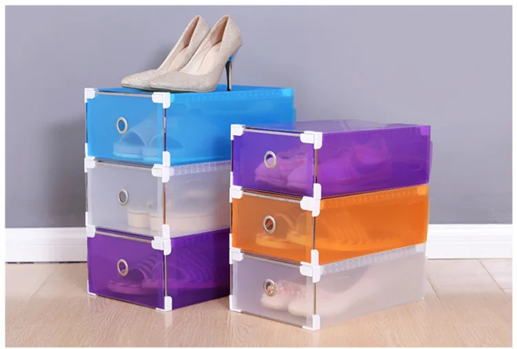 Коробка для обуви, органайзер для хранения, прозрачный Пластиковый Штабелируемый ящик для обуви, чехол, контейнер для хранения, офисный складной прозрачный ящик