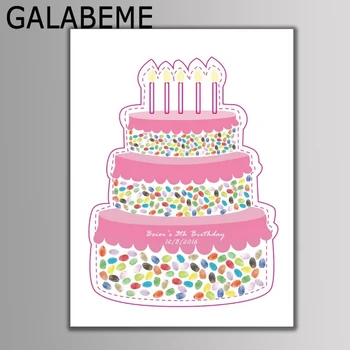 

Custom names date cake DIY Fingerprint Guest Book with Inkpads Christening Baptism birthday party kids baby shower Decoration