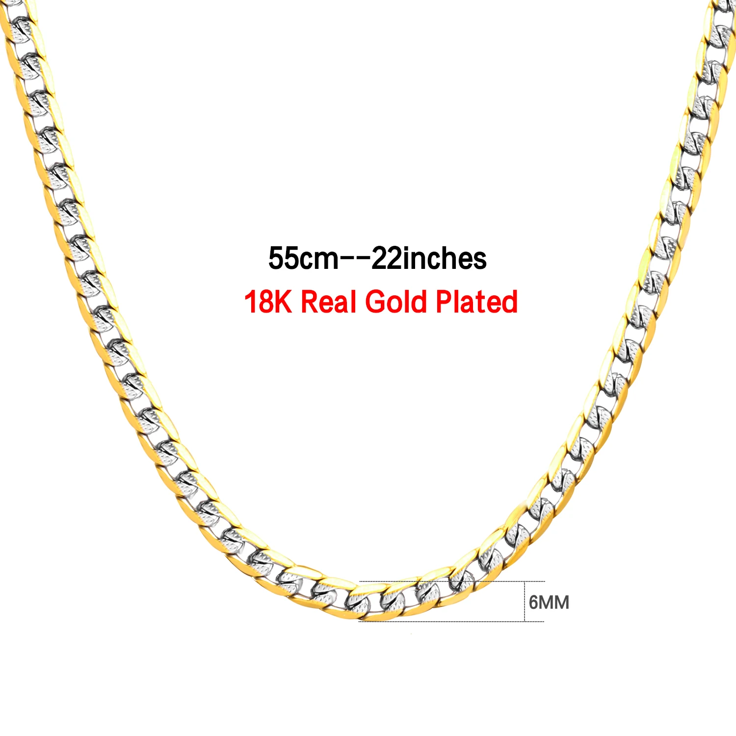 LUXUKISSKIDS, 6 мм, 55 см, разные стили, модное ожерелье, цепочка для мужчин и женщин, ювелирные изделия, золото/серебро, нержавеющая сталь, для подвески - Окраска металла: Mixed