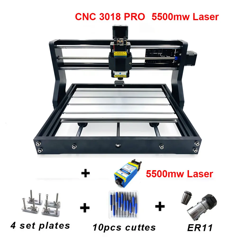 Cnc3018 pro лазерный гравировальный станок для дерева с ЧПУ GRBL ER11 PCB CNC 3018 pro Diy мини лазерный гравировальный станок 15 Вт - Цвет: 5500mw