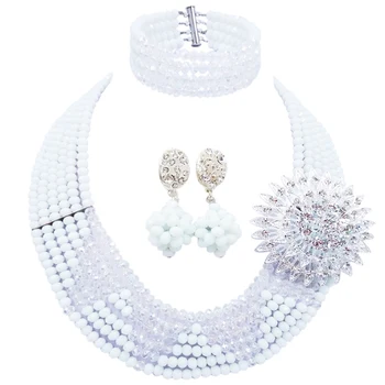 

LAANC Brand Ethnic High Quality Traditional Opaque White Transparent Anniversary Gift Women Crystal Beads Jewelry Sets 6C-SJ-27