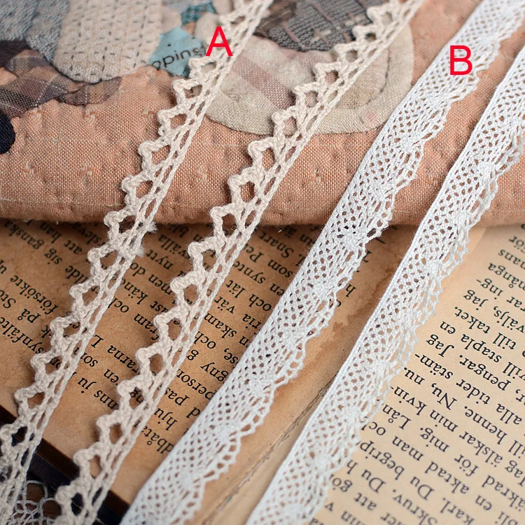 40 meter/lot/lot 1 1.2cm width beige cotton fabric embroidery tapes