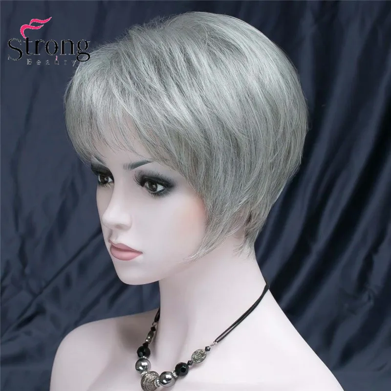 RG-RONIC #51 New fashion charming light graygrey mix women' short straight wig for everyday (2)