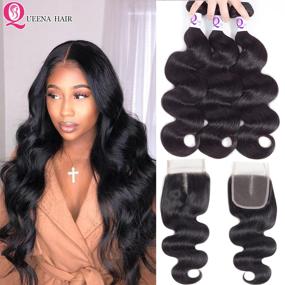 

Body Wave Human Hair Bundles With Closure Natural Color Remy Peruvian Hair Bundles Deals With Closure Swiss Lace With Baby Hair