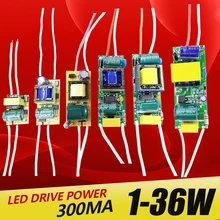 1-3w, 4-7w, 8-12w, 15-18w, 20-24w, fonte de alimentação driver de 25-36w, iluminação atual constante embutida, saída 110-265v 300ma transforma