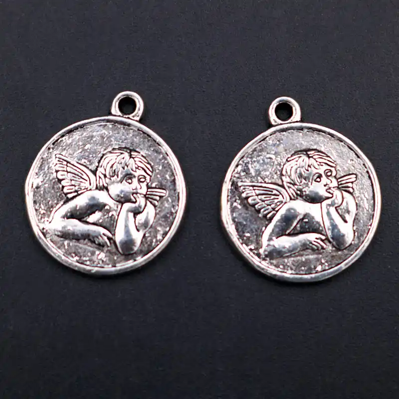 10 x colgantes de Ángel plata 22x14mm