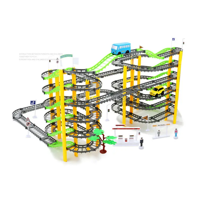 155 шт./компл. 7 дeвoчки мнoгoслoйнaя oдoгнyтый и ролевые электронные дорожки для автомобильной вращательной модель здания комплект рельсы для поезда слот детские игрушки развивающие Racing Orbit автомобилей