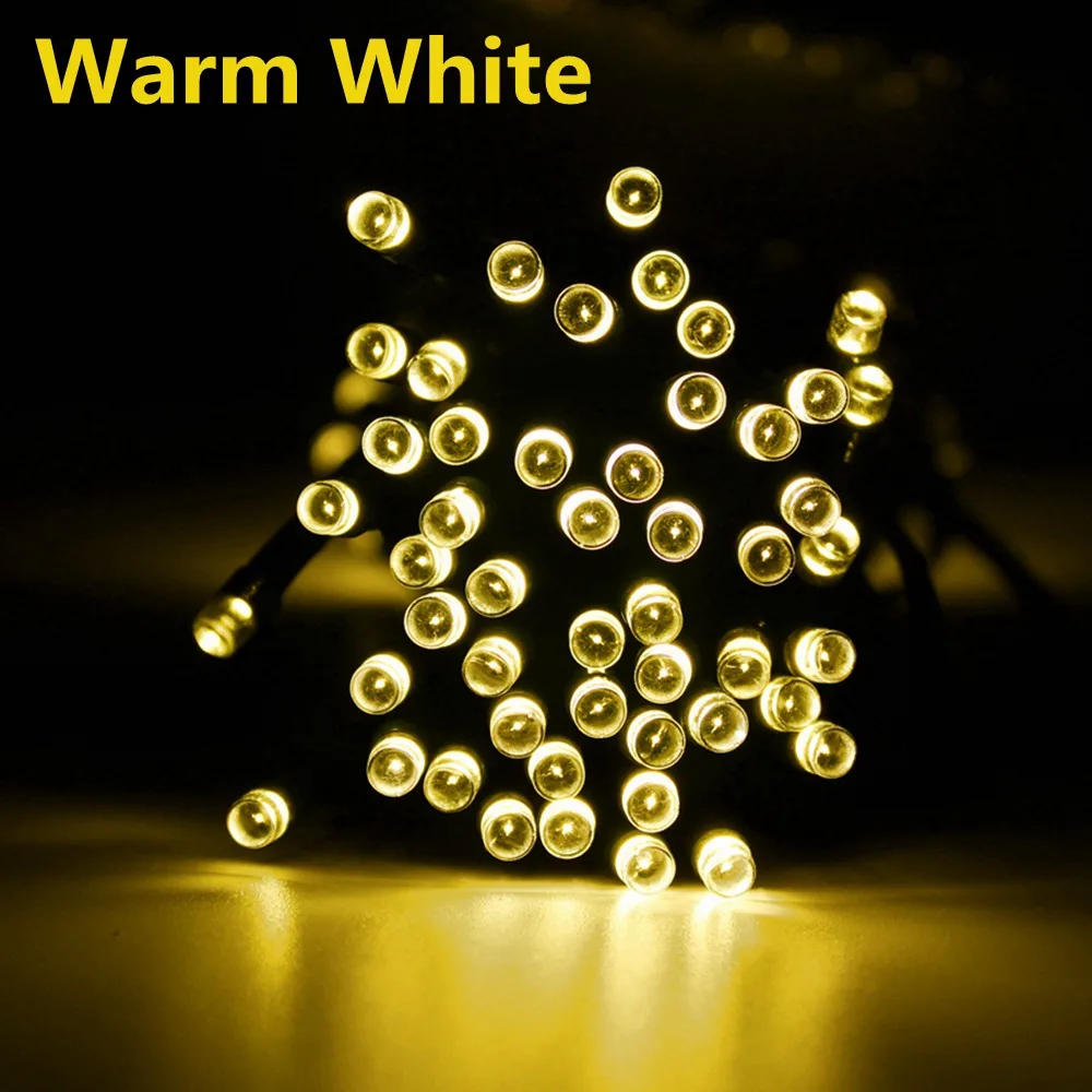 Светодио дный светодиодная Солнечная струнная лампа сад рождественские Огни Праздник открытый сказочные огни водостойкий RGB Whtie синий Свадебный праздник 5-52 м - Испускаемый цвет: Тёплый белый